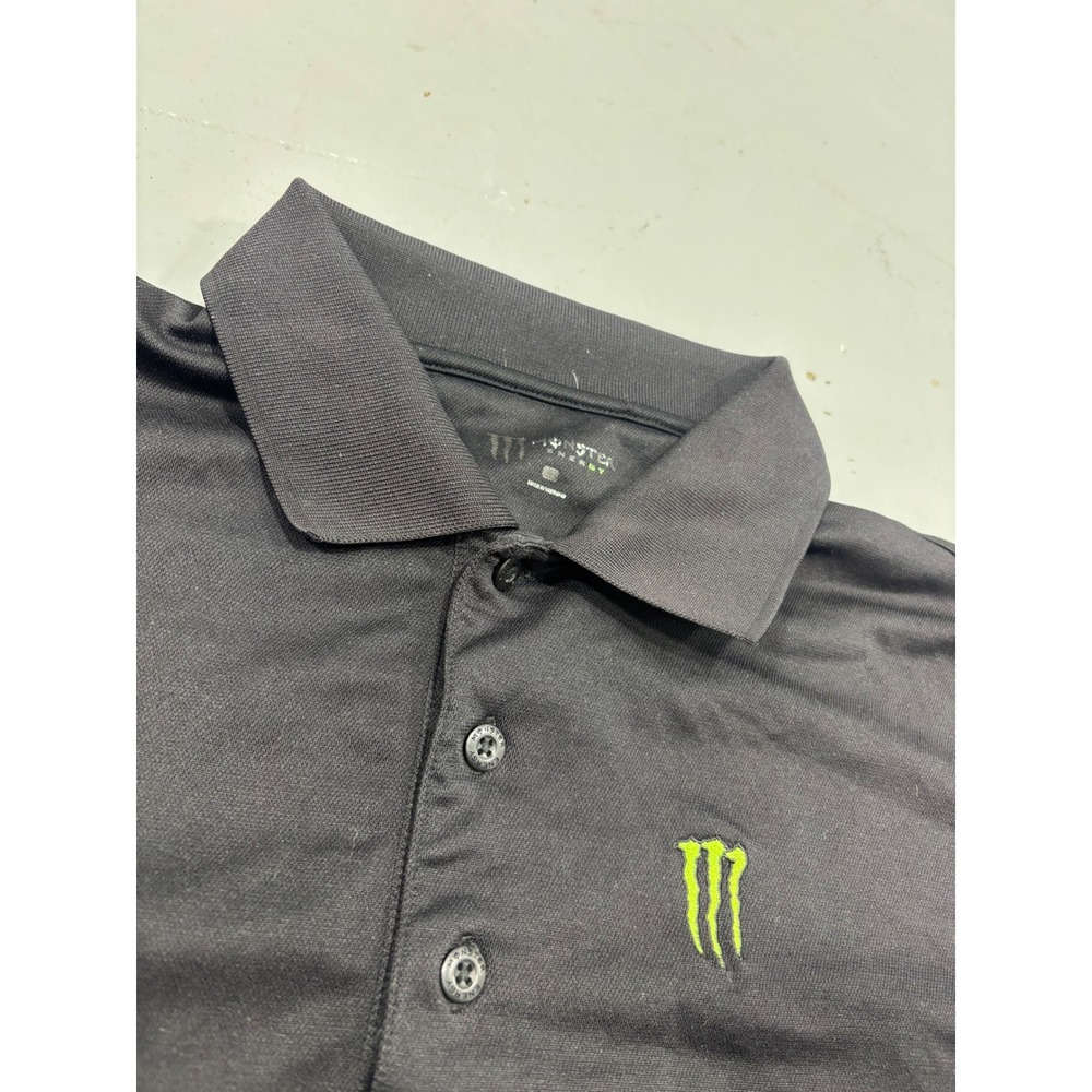 Monster Energy Mens Black Performance Pique Polo Shirt Short Sleeve Logo XL